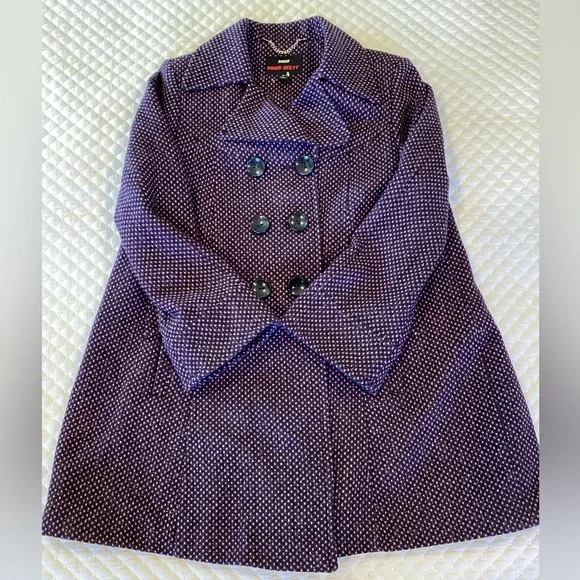 Miss Sixty Double Breasted Tweed Wool Blend Pea Coat L - Picture 11 of 16
